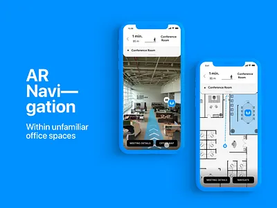 AR navigation- Within unfamiliar office spaces augmented augmented reality meeting mobile navigation office path reality