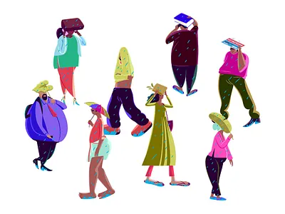 Petrichor adobe illustrator digital art digital illustration dribble illustration india monsoon people print rain street