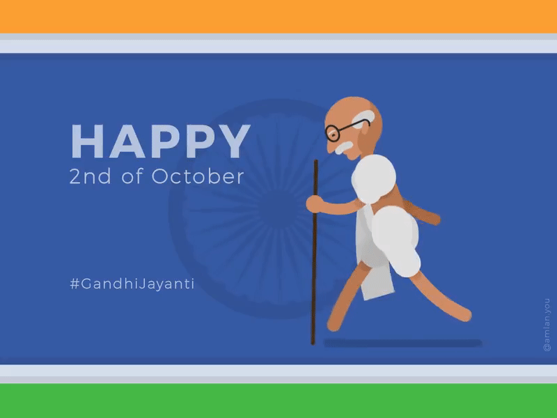 Gandhi Jayanti 2nd october animation bapu character animation design father of nation flat gandhi gandhi jayanti gandhi ji illustration india mahatma mahatma gandhi motion graphics vector vector animation