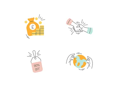 Sales icons design hands handshake icon icons illustration illustrator line linear lines minimal minimalism minimalist money price sales tag vector world