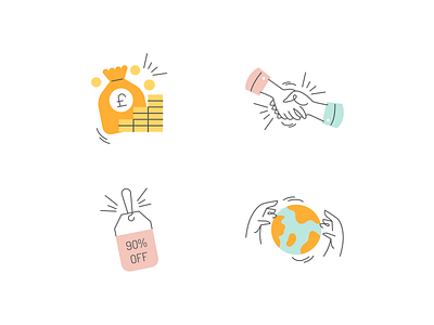 Sales icons design hands handshake icon icons illustration illustrator line linear lines minimal minimalism minimalist money price sales tag vector world