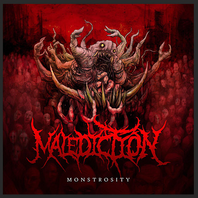 Malediction - Monstrosity album art cover dark gory halloween metal monster scary