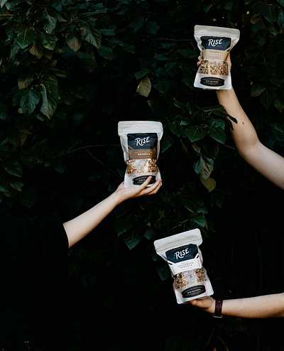 Rise Authentic Baking Co. - Brand Shots art direction baked goods bakery baking black white brand branding coffee design donuts gluten free graphic design hand drawn labels packaging packaging design rise stickers typography vegan