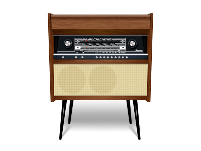 Rigonda retro antenna antique audio broadcast button classic color communication dance design dial entertainment equipment flat icon illustration internet radio radiola top