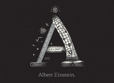 Neurodiversity - A - Albert Einstein - V2 albert albert einstein alphabet atom books brain einstein grany illustraion letter math