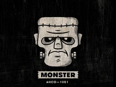 MONSTER Mask adam hanson ahco cartoon frankenstein halftone halloween horror illustration texture vintage