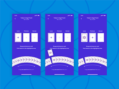 Astral Angel - Drag & Drop [ Fortune App ] angel daily tarot design drag and drop fortune fortune teller horoscope interaction ios app iphone 11 iphone 11 pro iphone x lucky mobile app mobile survey tarot card tarot deck ui user experience ux