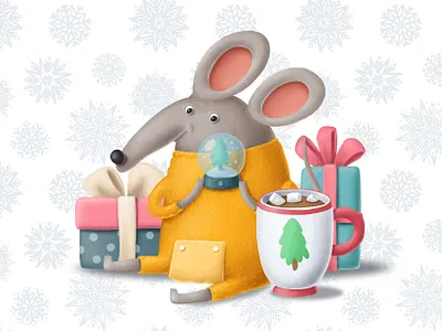 Cute little mousy 2020 animals cartoon character christmas design doodle drawing illustration mouse new year rat winter