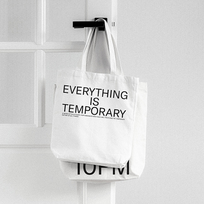 Everything Is Temporary Tote Bag aesthetic behance black and white branding clean design identity layout minimal type typography