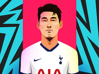 Son Hueng-min football illustration son heung min tottenham vector