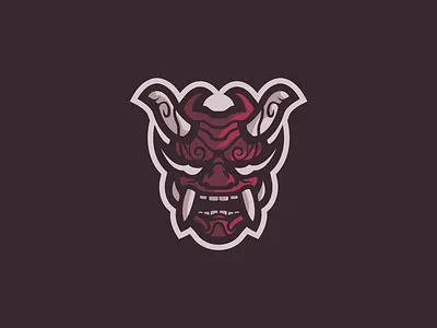 Japanese demon mask design flat icon illustration illustrator logo mascot logo minimal type vector