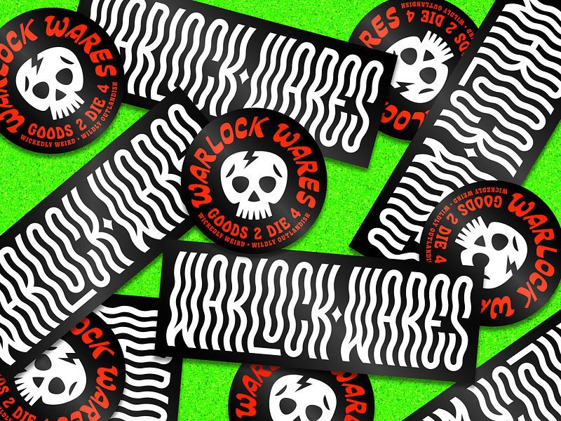 Warlock Wares apparel halloween illustration merch skull stickers tee shirt type