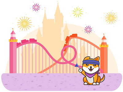 Roller Coaster Graphic design disney dog fireworks illustration kami rollercoaster shibainu vector