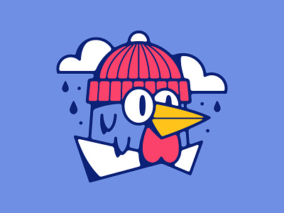 Bird beanie bird birds clouds illustration rain raining vector