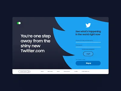 Twitter web page Dark Mode app app design daily challange design landing page ui ui dashboard ui designer uidesign userinterface ux