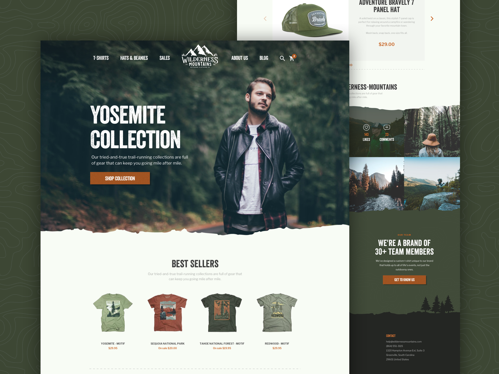 Example of Wilderness Mountains Clothing Co - Website Concept