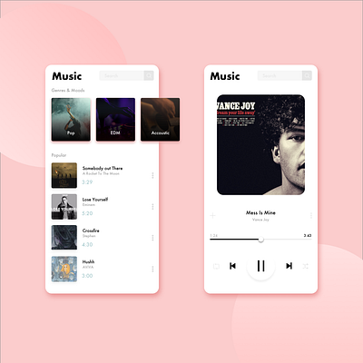 Minimal Music App firstshot light theme minimal minimalism typogaphy ui uidesign user interface whitespace