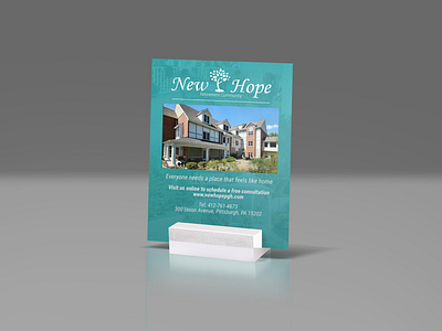 New Hope Retirement Community branding blue branding design elegant graphic design logo mockup rebrand script simple stationary typography