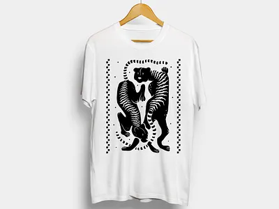 Two Tigers Tee apparel design apparel graphics apparel mockup art digital art graphic design graphic tee illustration illustrator tshirt art tshirtdesign vector art