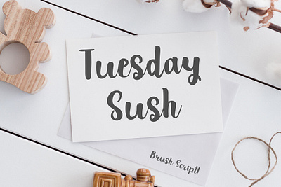 Tuesday Sush - Brush Script Font brush font display font font fonts fonts design handmade font handwritten font lettering tombow large brush type design typeface