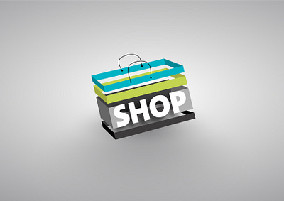 Let's Go Shopping blue brand concept design green icon illustration logo typography vector