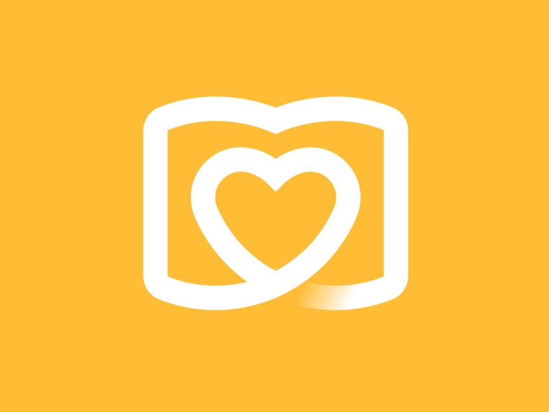 LifeStory Icon Animation book happy heart icon icon design iconography life logo logo design logo mark logo mark symbol story yellow