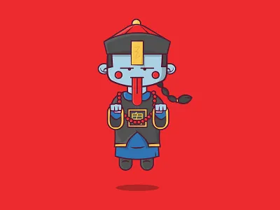 Day 2: Mindless 2d asian cartoon character chinese cute design flat illustration inktober inktober2019 vector zombie