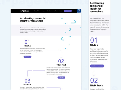 TRAM Research Website clean design interface minimal mobile program research timeline ui ux web
