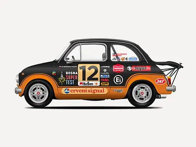 1972 Zastava 750 (Fica) Illustration abarth car fiat fiat 750 fica illustration retro sketch sketchapp vector vintage