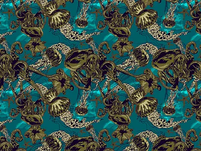 UNDER THE SEA artwork composition creative creative design digital digital art editorial editorial illustration fashion fashion illustration illustration illustrator magazine pattern pattern art vector