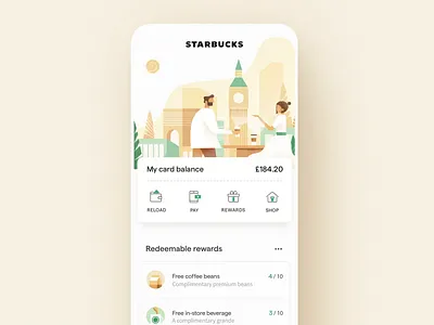 Starbucks UI/UX Dashboard app clean dashboard design home illustration landing page ui ux vector web