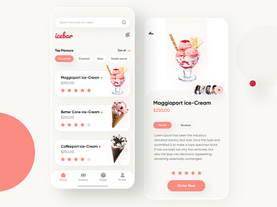 ice-cream App agency branding design e commerce freelancer illustration minimal product typography vector