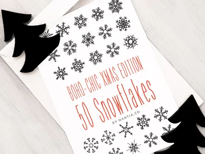 50 Boho Chic Snowflake Vectors graphic design resources snowflake illustration snowflakes clipart
