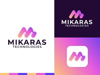 Mikaras technologies blockchain brand identity branding colorful cryptocurrency finance fintech investment logo design m logo m monogram marketing marketing agency media agency monogram software software development startup technology technology logo