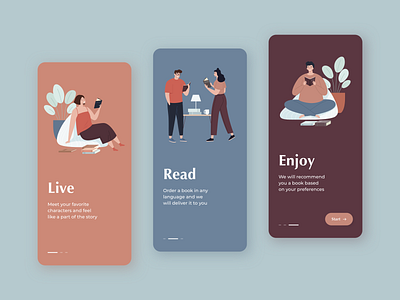 Onboarding app book design illustration interface mobile onboarding ui ux