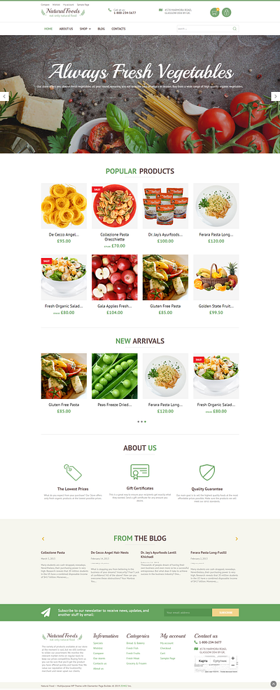 Organic Food Template for WooCommerce Store - Natural Foods design elementor elementor templates logo ui woocommerce theme wordpress design wordpress theme wordpress themes