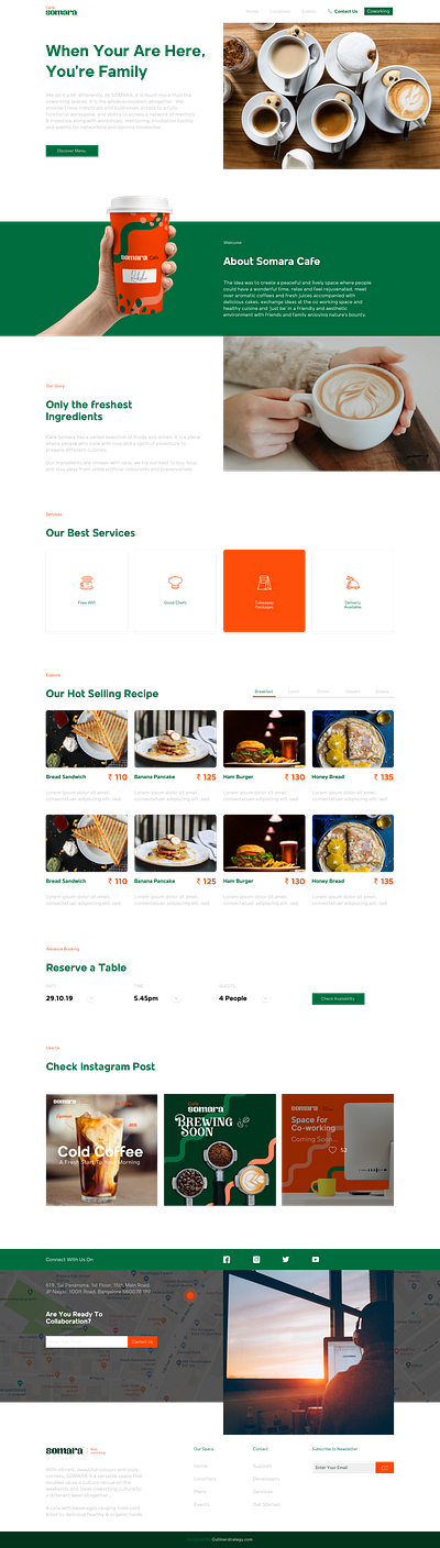 Cafe Somara : Website Homepage cafe cafeteria cafewebsite coworking ui uidesign web design webdesign website website concept website design website homepage