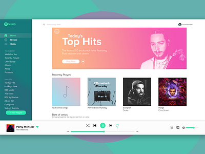 Spotify Light Theme Concept app design concept design fluent design music app player spotify typography ui ux