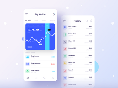 Wallet App UI app dashboard bank app bank card bounus deposit dribbble best shot expenses ios app landingpage savings trend design 2019 ui uidesign ux uxdesign wallet app website