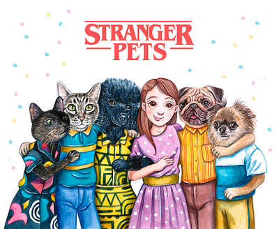 Pets friends animal cute dog dog illustration dogs draw illustration pets puppy watercolor