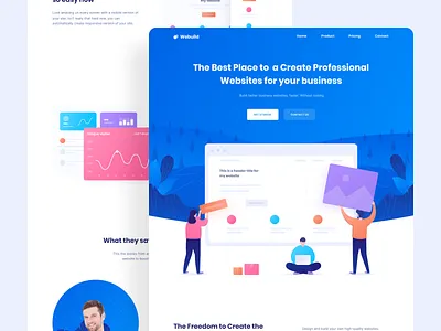 Website Builder Landing Page analytics clean design gradient graphic illustration landing page typography ui ux website website builder
