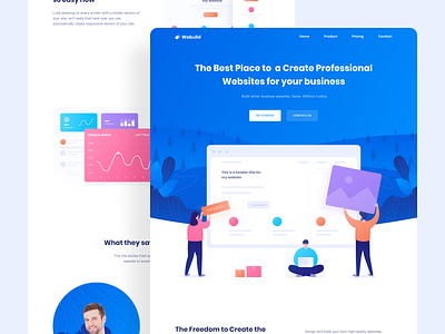 Website Builder Landing Page analytics clean design gradient graphic illustration landing page typography ui ux website website builder