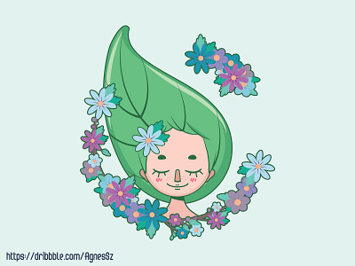 Stylized girl depicting the earth element beauty character design earth element expression female flower girl happy human leaf nature soil stylized tree woman