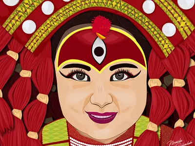Little Girl Illustration graphicdesign illustration illustration art kumari jatra living goddess kumari nepali culture vectorart