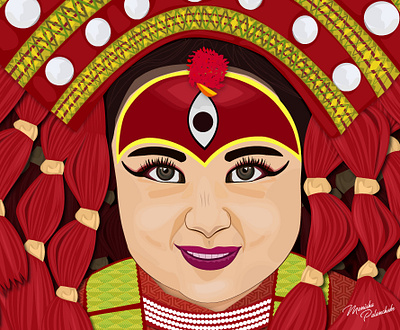 Little Girl Illustration graphicdesign illustration illustration art kumari jatra living goddess kumari nepali culture vectorart