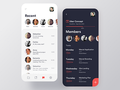 Project Management App app collaboration dark ios messages planning project project management tool project managment task list task management task manager tasks team white