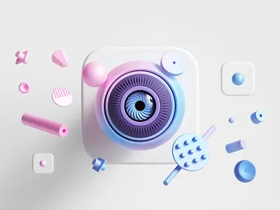 Instagram 3d abstract c4d camera cinema4d colors design facebook geometric icon icon design illustration inspiration instagram octane octanerender render socialmedia ui web