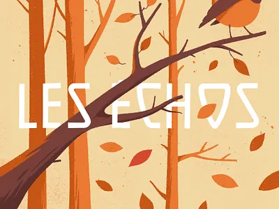 Les Echos Autumn autumn bird color editorial editorial illustration forest illustration texture vector woods