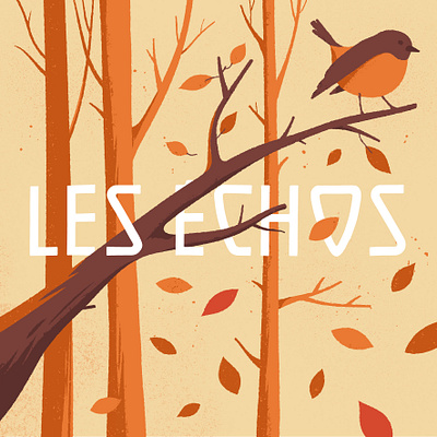 Les Echos Autumn autumn bird color editorial editorial illustration forest illustration texture vector woods