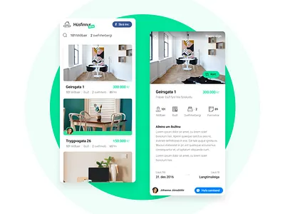 Húsfinnur - Home Rental Website mobile ui mobile ui design rental ui ui ux web design